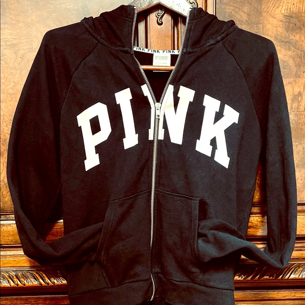 Ladies fleece zip up hoodie size Small- PINK by Victoria Secret